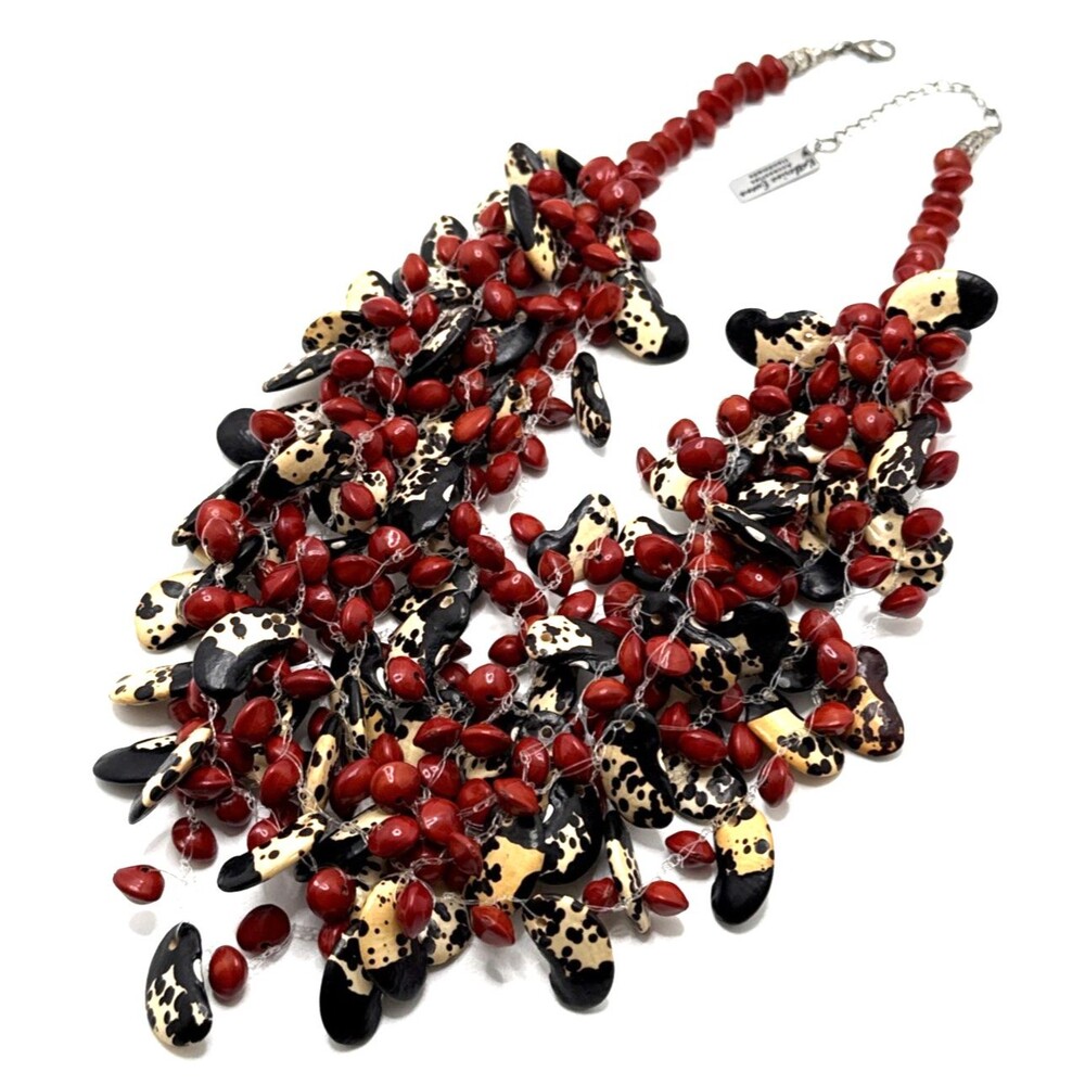 KATHERINE EVANS Handmade Layered Choker Necklace Multi Strand Statement 19" -21"